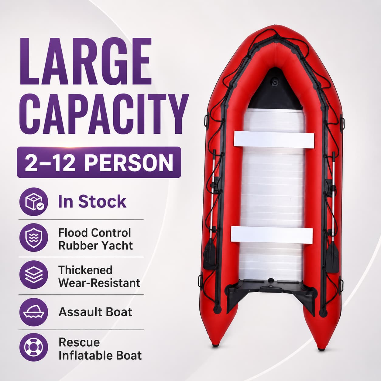 In Stock Flood Control Rubber Yacht 2-12 Person Thickened Wear-Resistant Assault Boat Rescue Inflatable Boat