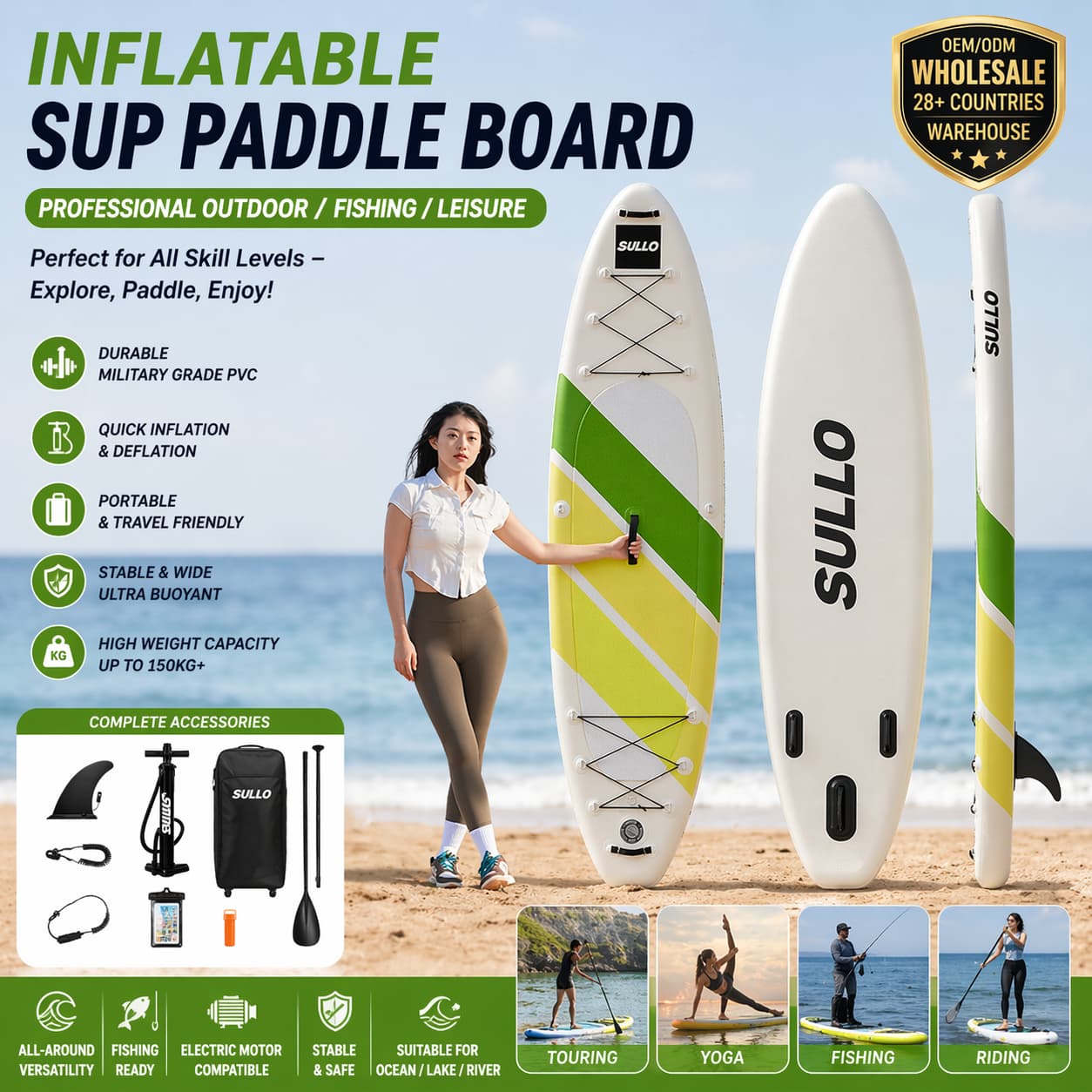 Wholesale Professional PVC Outdoor Fishing Adult Floating Board, Inflatable Electric Lure SUP Paddle Board