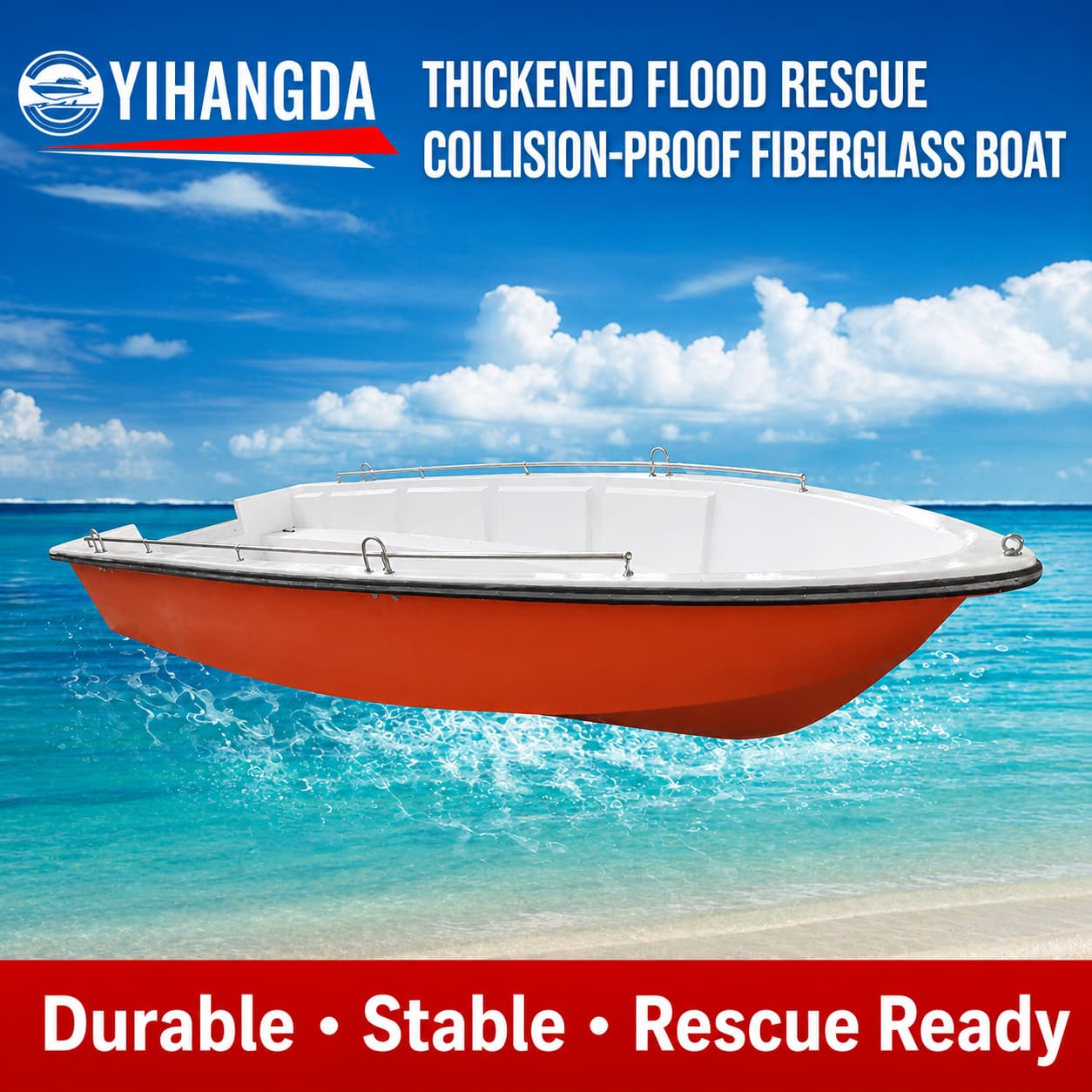 Yihangda Thickened Flood Rescue Collision-Proof Fiberglass Boat